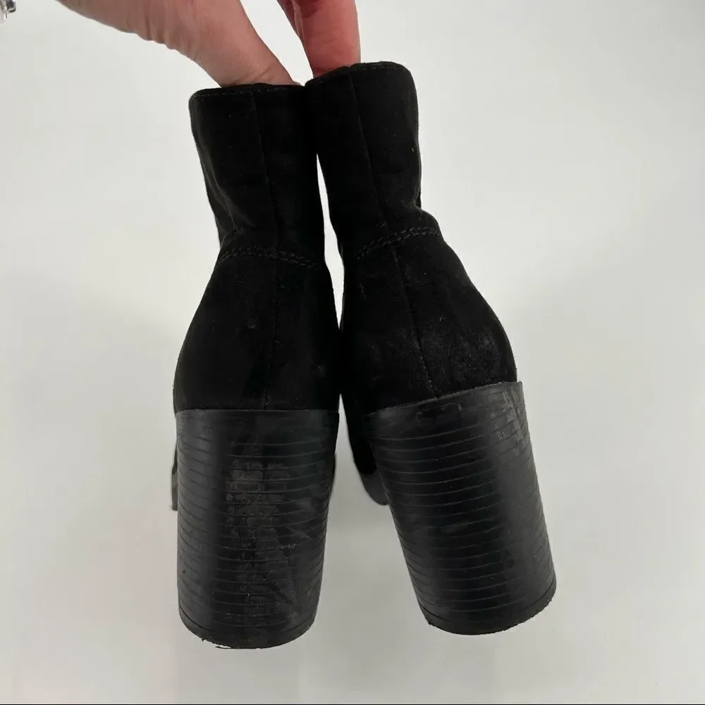 Primark Wide Fit‎ Suede Bootie Size 6 chunky Y2k inspired zipper front disco